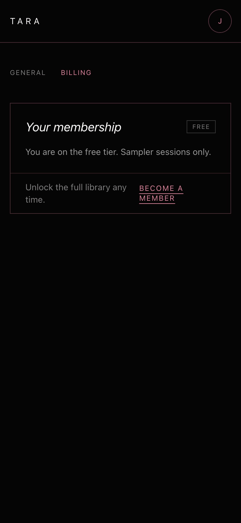 The billing tab in settings