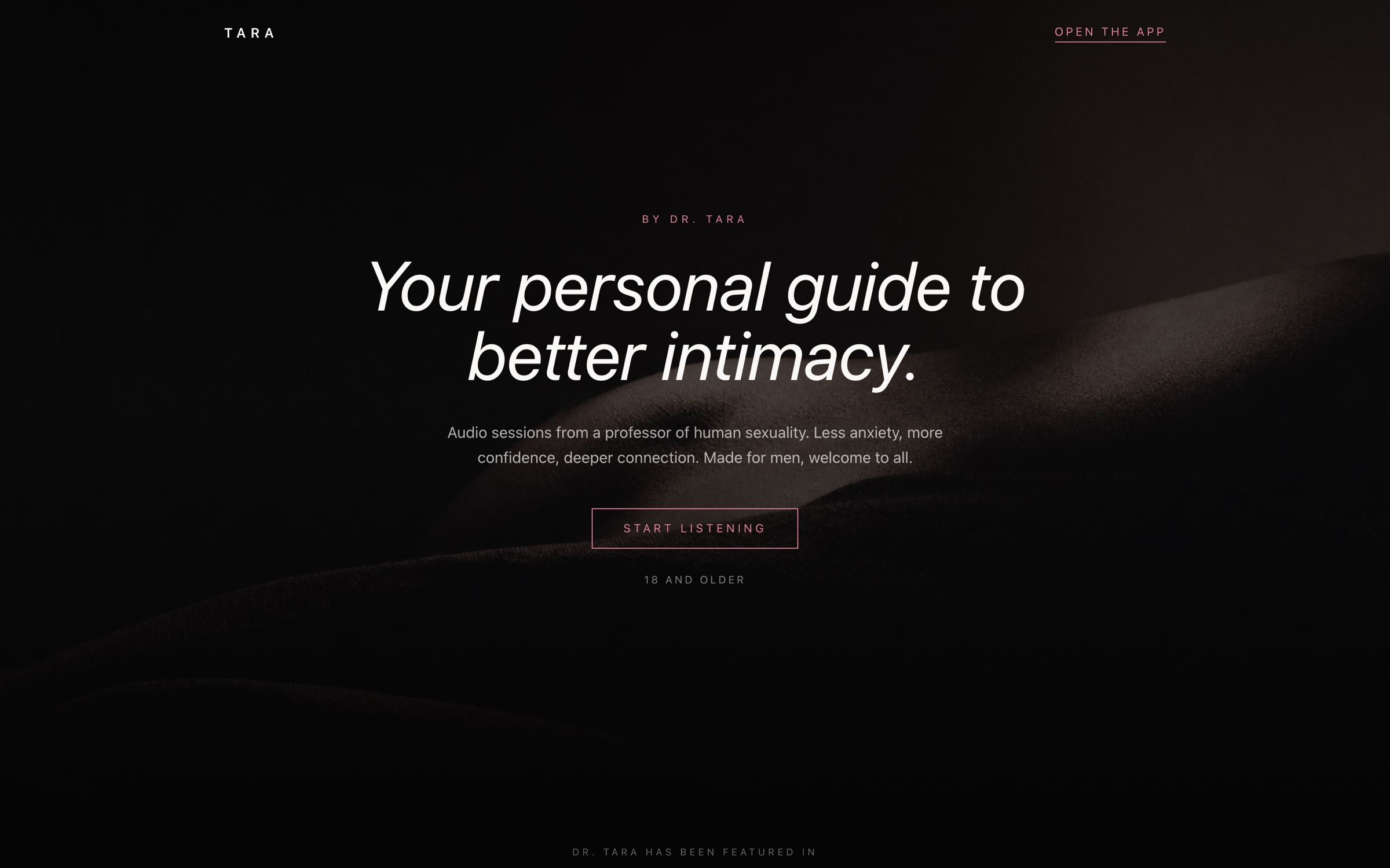 The Tara marketing landing page hero on desktop